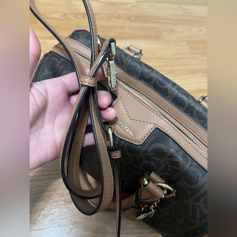 Calvin Klein Brown Monogram Satchel - Picture 9 of 13